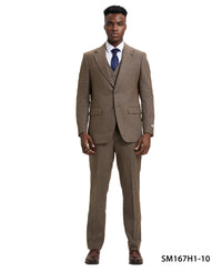 Stacy Adams Hybrid - Fit Vested Suit, Plaid Brown - Bundle Bus