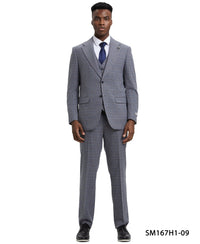 Stacy Adams Hybrid - Fit Vested Suit, Plaid Grey - Bundle Bus