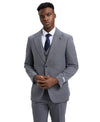 Stacy Adams Hybrid - Fit Vested Suit, Plaid Grey - Bundle Bus