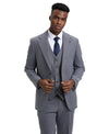 Stacy Adams Hybrid - Fit Vested Suit, Plaid Grey - Bundle Bus