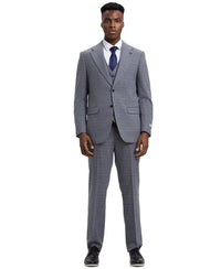 Stacy Adams Hybrid - Fit Vested Suit, Plaid Grey - Bundle Bus