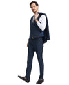 Stacy Adams Hybrid - Fit Vested Suit, Plaid Navy - Bundle Bus