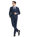 Stacy Adams Hybrid - Fit Vested Suit, Plaid Navy - Bundle Bus