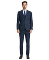 Stacy Adams Hybrid - Fit Vested Suit, Plaid Navy - Bundle Bus