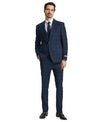 Stacy Adams Hybrid - Fit Vested Suit, Plaid Navy - Bundle Bus