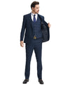 Stacy Adams Hybrid - Fit Vested Suit, Plaid Navy - Bundle Bus