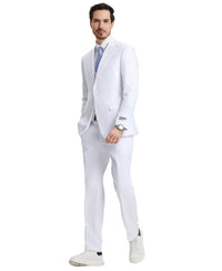 Stacy Adams Hybrid - Fit Vested Suit, Snow White - Bundle Bus