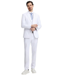 Stacy Adams Hybrid - Fit Vested Suit, Snow White - Bundle Bus