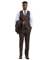 Stacy Adams Hybrid - Fit Vested Suit, Solid Brown - Bundle Bus