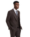 Stacy Adams Hybrid - Fit Vested Suit, Solid Brown - Bundle Bus