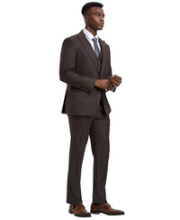 Stacy Adams Hybrid - Fit Vested Suit, Solid Brown - Bundle Bus