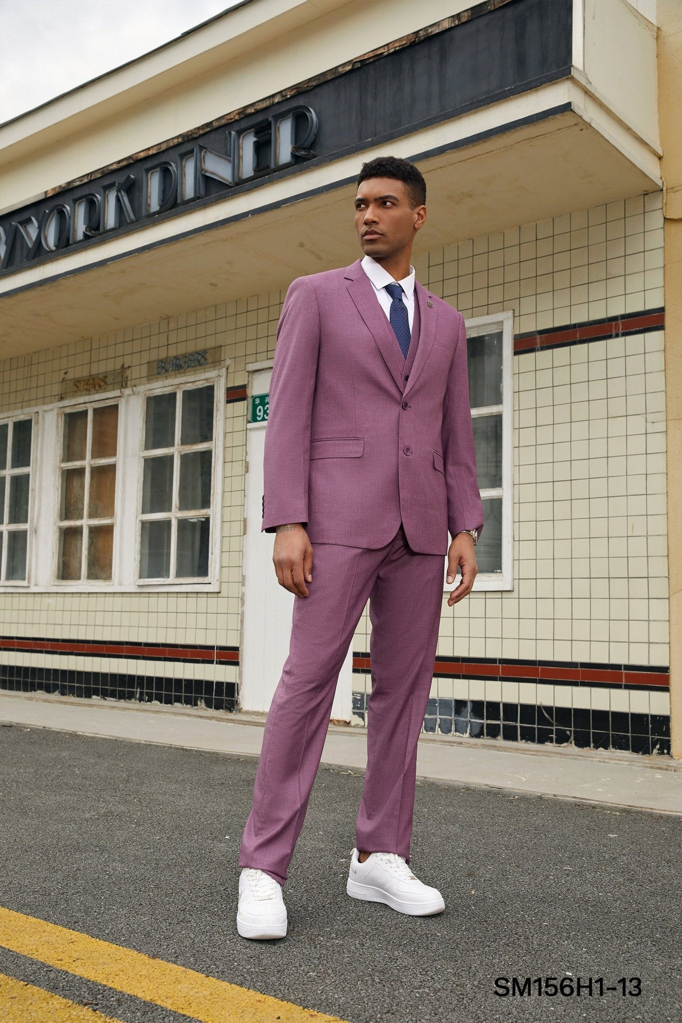 Stacy Adams Hybrid - Fit Vested Suit, Textured Lilac - Bundle Bus