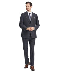 Stacy Adams Hybrid - Fit Vested Suit w/ U - Shaped Vest, Charcoaled Windowpane - Bundle Bus