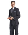 Stacy Adams Hybrid - Fit Vested Suit w/ U - Shaped Vest, Charcoaled Windowpane - Bundle Bus