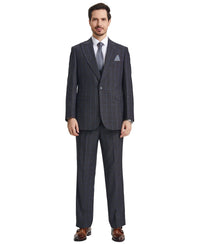 Stacy Adams Hybrid - Fit Vested Suit w/ U - Shaped Vest, Charcoaled Windowpane - Bundle Bus