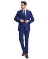 Stacy Adams Hybrid - Fit Vested Suit w/ U - Shaped Vest, Windowpane Royal Blue - Bundle Bus