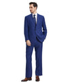 Stacy Adams Hybrid - Fit Vested Suit w/ U - Shaped Vest, Windowpane Royal Blue - Bundle Bus