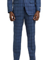 Stacy Adams Hybrid Fit Vested Suit, Windowpane Blue - Bundle Bus