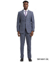 Stacy Adams Hybrid - Fit Vested Suit, Windowpane Blue - Bundle Bus