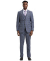 Stacy Adams Hybrid - Fit Vested Suit, Windowpane Blue - Bundle Bus