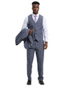 Stacy Adams Hybrid - Fit Vested Suit, Windowpane Blue - Bundle Bus