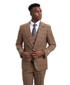 Stacy Adams Hybrid Fit Vested Suit, Windowpane brown - Bundle Bus