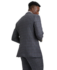 Stacy Adams Hybrid - Fit Vested Suit, Windowpane Charcoal - Bundle Bus