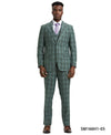 Stacy Adams Hybrid - Fit Vested Suit, Windowpane Green - Bundle Bus