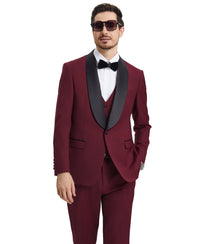 Stacy Adams Hybrid - Fit Vested Tuxedo, Burgundy - Bundle Bus