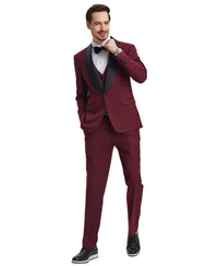 Stacy Adams Hybrid - Fit Vested Tuxedo, Burgundy - Bundle Bus