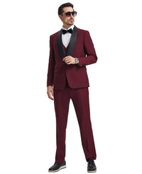 Stacy Adams Hybrid - Fit Vested Tuxedo, Burgundy - Bundle Bus