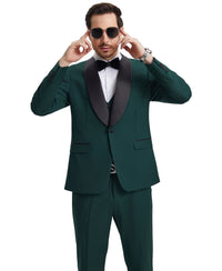 Stacy Adams Hybrid - Fit Vested Tuxedo, Green - Bundle Bus