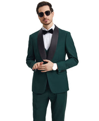 Stacy Adams Hybrid - Fit Vested Tuxedo, Green - Bundle Bus