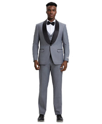 Stacy Adams Hybrid - Fit Vested Tuxedo, Grey - Bundle Bus