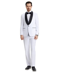 Stacy Adams Hybrid - Fit Vested Tuxedo, Snow White - Bundle Bus