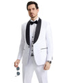 Stacy Adams Hybrid - Fit Vested Tuxedo, Snow White - Bundle Bus