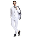 Stacy Adams Hybrid - Fit Vested Tuxedo, Snow White - Bundle Bus