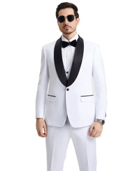 Stacy Adams Hybrid - Fit Vested Tuxedo, Snow White - Bundle Bus