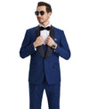 Stacy Adams Hybrid - Fit Vested Tuxedo, Solid Blue - Bundle Bus