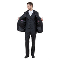 Steel Navy Solid Shiny Sharkskin 3 - PC Regular Modern Fit Suits - Bundle Bus