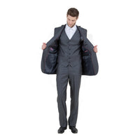 Steel Navy Solid Shiny Sharkskin 3 - PC Regular Modern Fit Suits - Bundle Bus