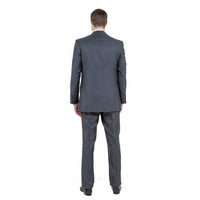 Steel Navy Solid Shiny Sharkskin 3 - PC Regular Modern Fit Suits - Bundle Bus