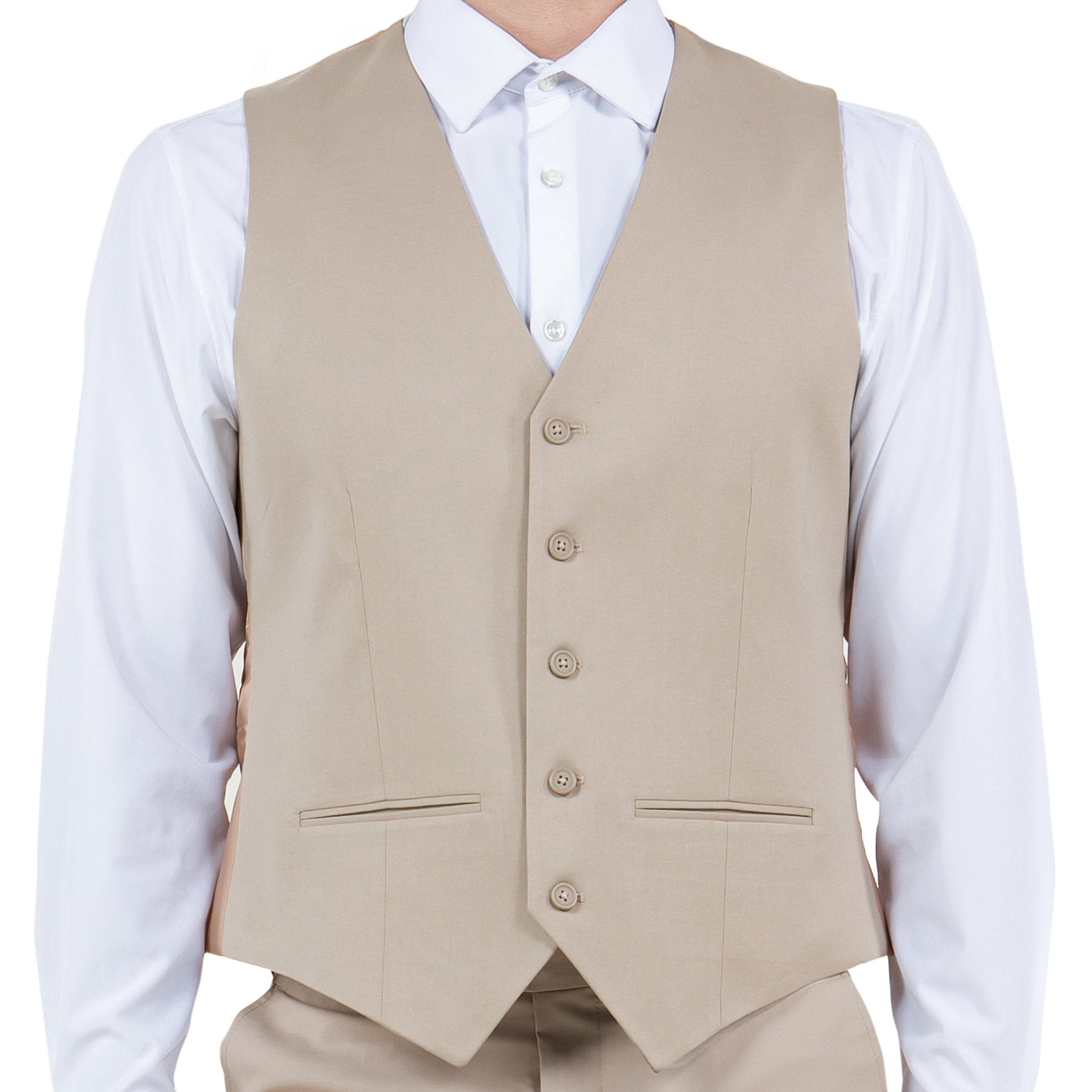 Tan Zegarie Suit Separates Solid Men's Vests For Men - Bundle Bus