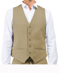 Tan Zegarie Suit Separates Solid Men's Vests For Men - Bundle Bus