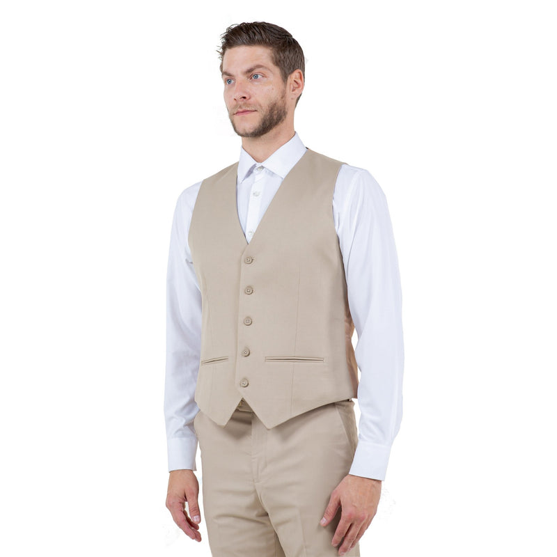 Tan Zegarie Suit Separates Solid Men's Vests For Men - Bundle Bus