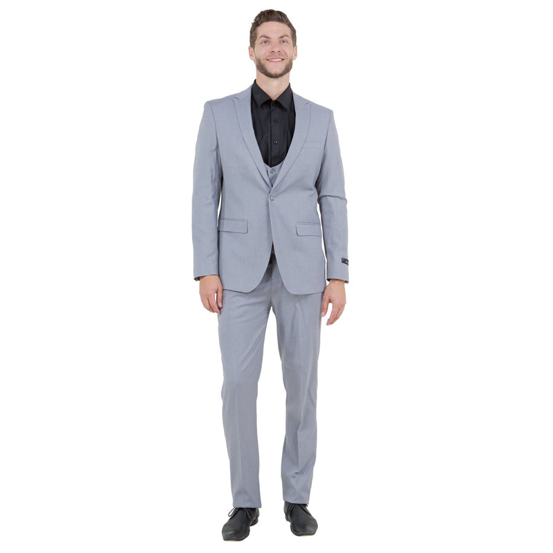 Tazzio Mens - suit 3 - PC Solid Ultra Slim Fit w U - Shape Vest - Bundle Bus