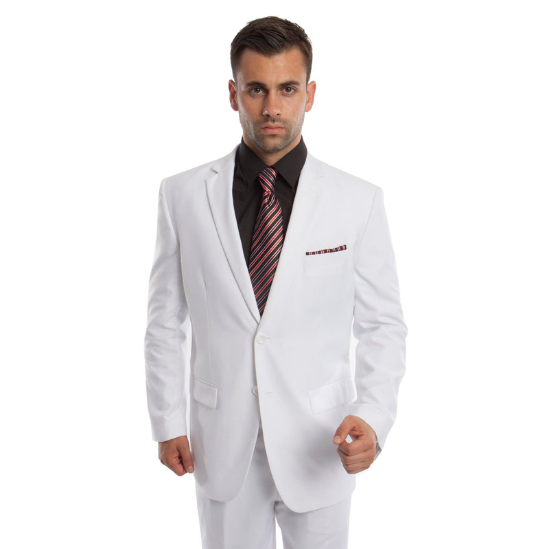 White Solid Mens Suit 2 - PC Regular Modern Fit - Bundle Bus