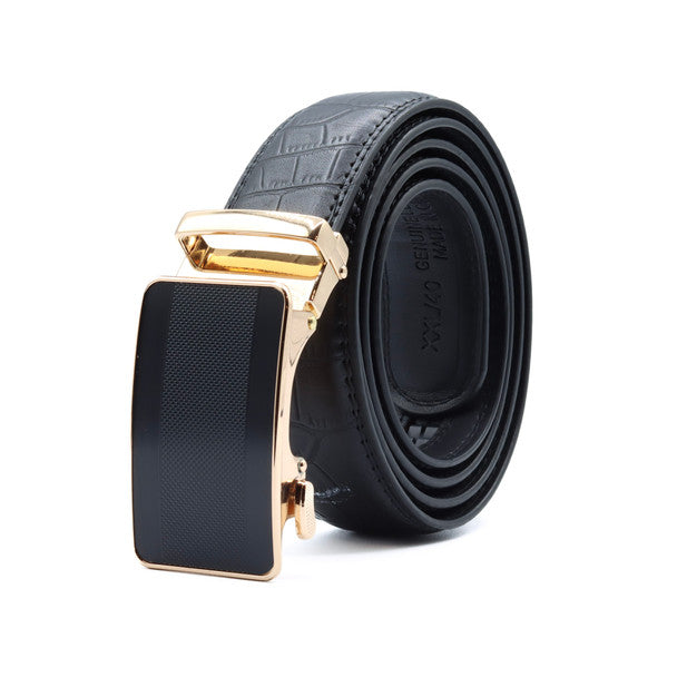 Men's Genuine Leather Sliding Buckle Ratchet Belt-MGLBB71