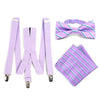 3pc Men's Lavender Clip-on Suspenders, Striped Bow Tie & Hanky Sets - FYBTHSU-LAV#2 - Bundle Bus