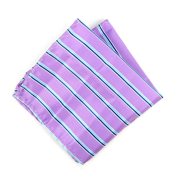 3pc Men's Lavender Clip-on Suspenders, Striped Bow Tie & Hanky Sets - FYBTHSU-LAV#2 - Bundle Bus